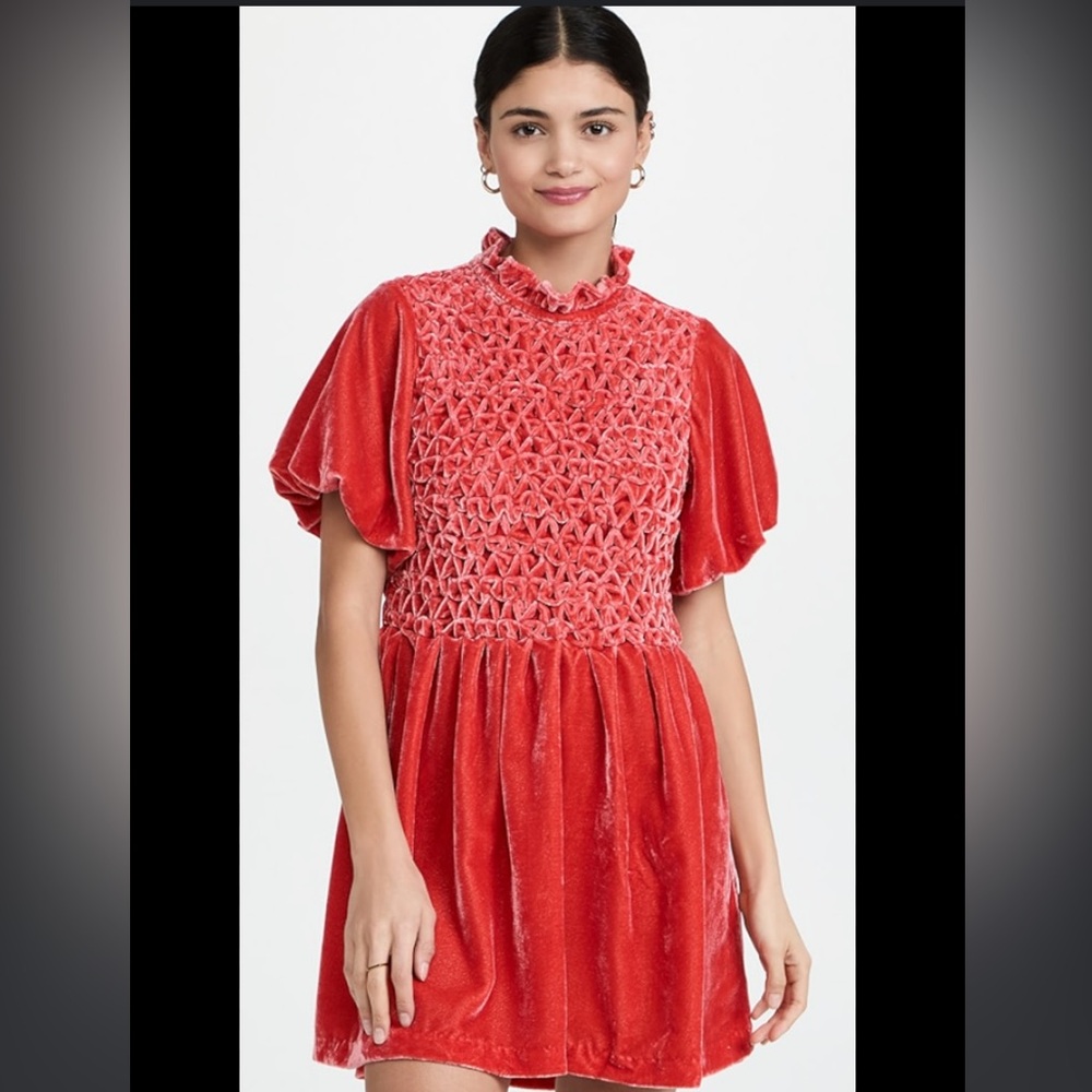 NWT Free People Medium Gum Drop Mini Dress Red / Tangerine